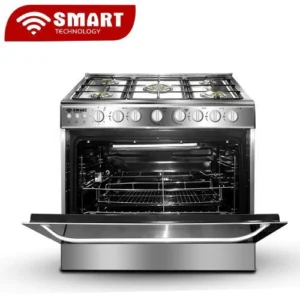 CUISINIERE SMART TECHNOLOGY 5FEUX 90X60 A GAZ ROTISSEUR INOX STC9060C