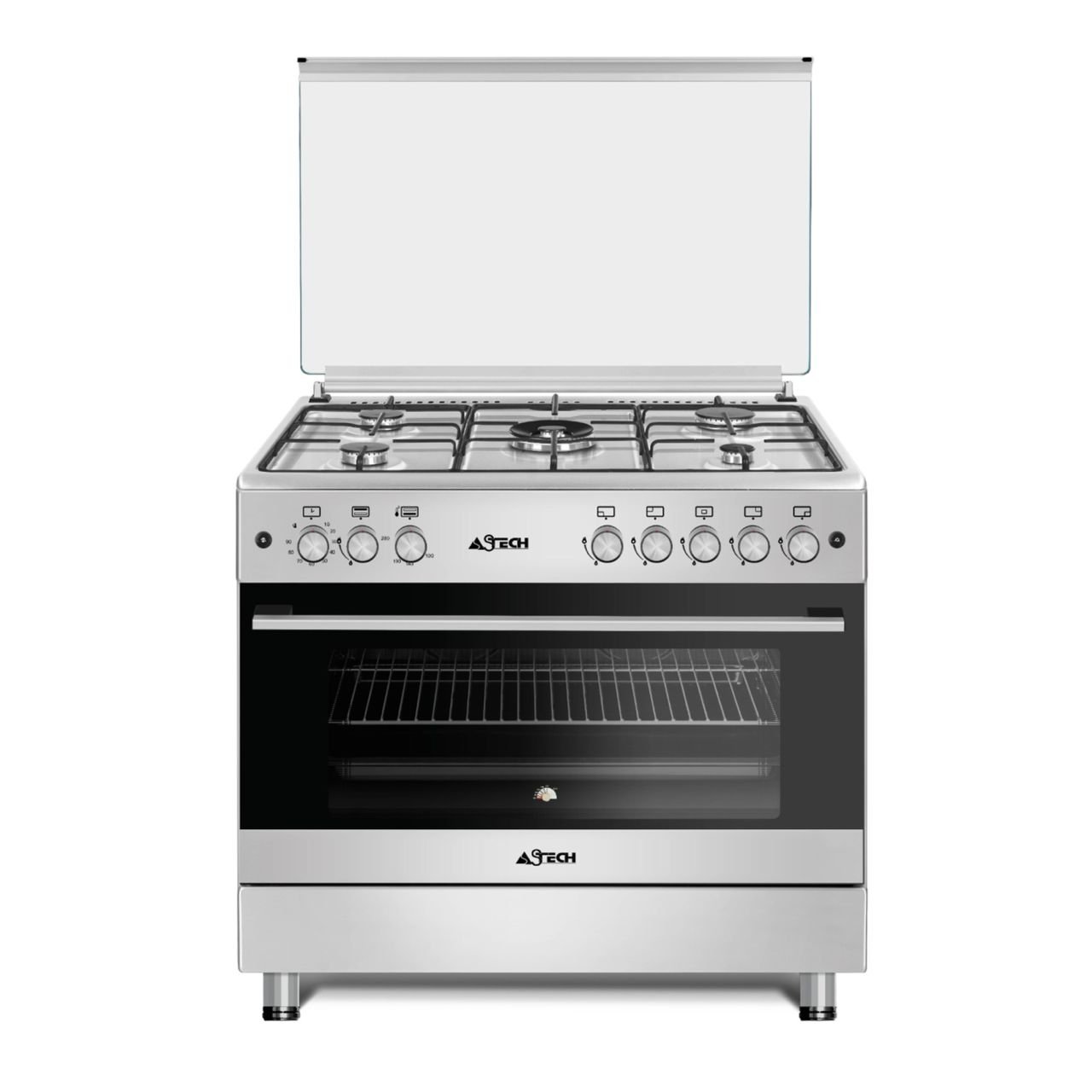 cuisiniere astech 5feux 90x60 a gaz avec four a gaz minuterie full option inox СК92crm