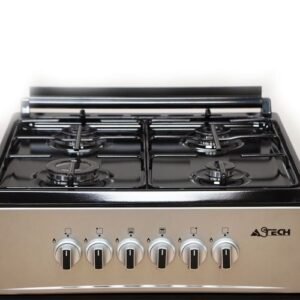 CUISINIERE ASTECH 4FEUX 60X60 A GAZ AVEC FOUR A GAZ GRIS CK6OLDRM