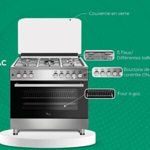CUISINIERE CAC 5FEUX 90X60 INOX FULL OPTION CAC90G