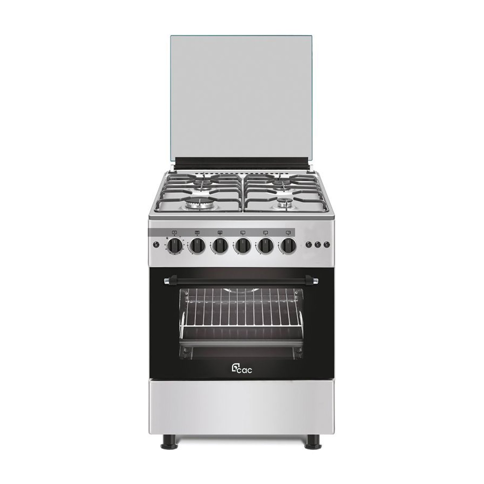 cuisiniere cac 4feux 60x60 a gaz inox cac6of