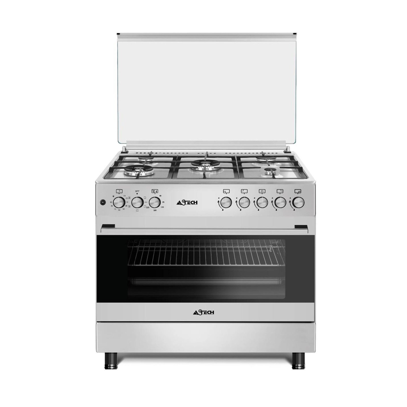 cuisiniere astech 5feux 90x60 a gaz full option ventilo+four electrique ck97ms