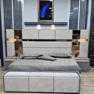 CHAMBRE A COUCHER ARMOIRE 6BATTANTS 6PIECES GRIS PUSAT 5023