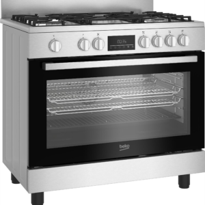 CUISINIERE BEKO 5FEUX 90X60 A GAZ FULL OPTION VENTILO+ FOUR ELECTRIQUE INOX BGM11226EX