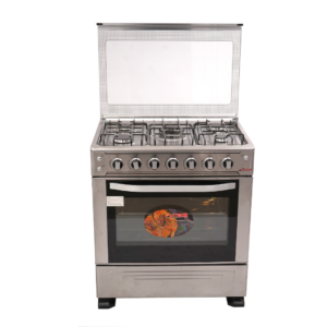 CUISINIERE ASTECH 5FEUX 80X60 A GAZ AVEC FOUR A GAZ FULL OPTION INOX 80MIS