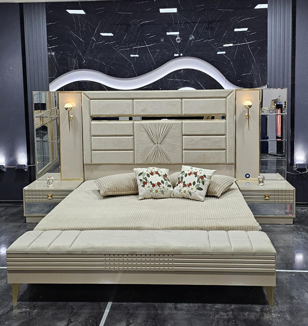 CHAMBRE A COUCHER ARMOIRE 6BATTANTS 6PIECES BEIGE EFTELYA CHAMPAGNE chambre a coucher armoire 6battants 6pieces beige eftelya champagne