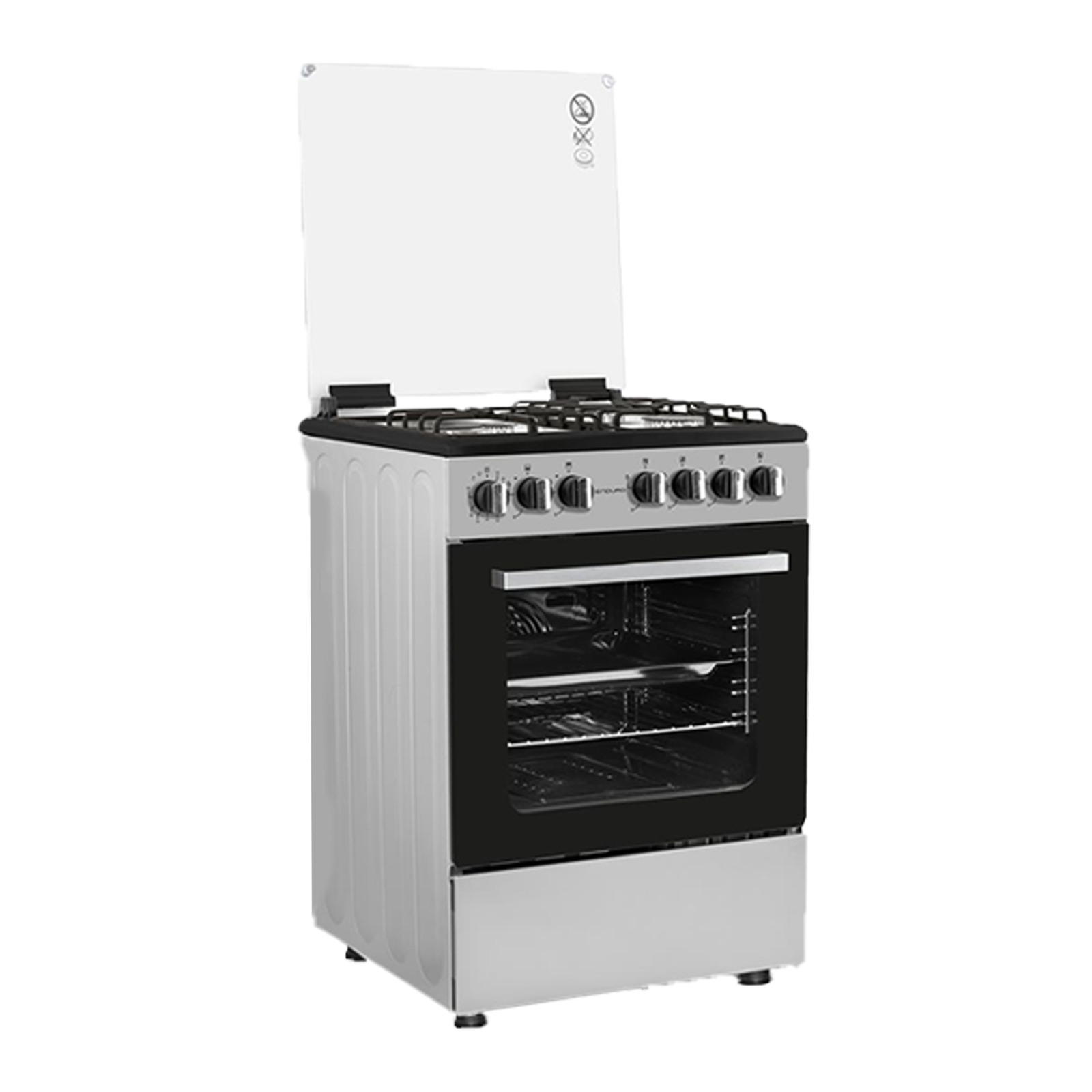 cuisiniere enduro 4feux 6x60 a gaz double boutton gris afs6040ggsit