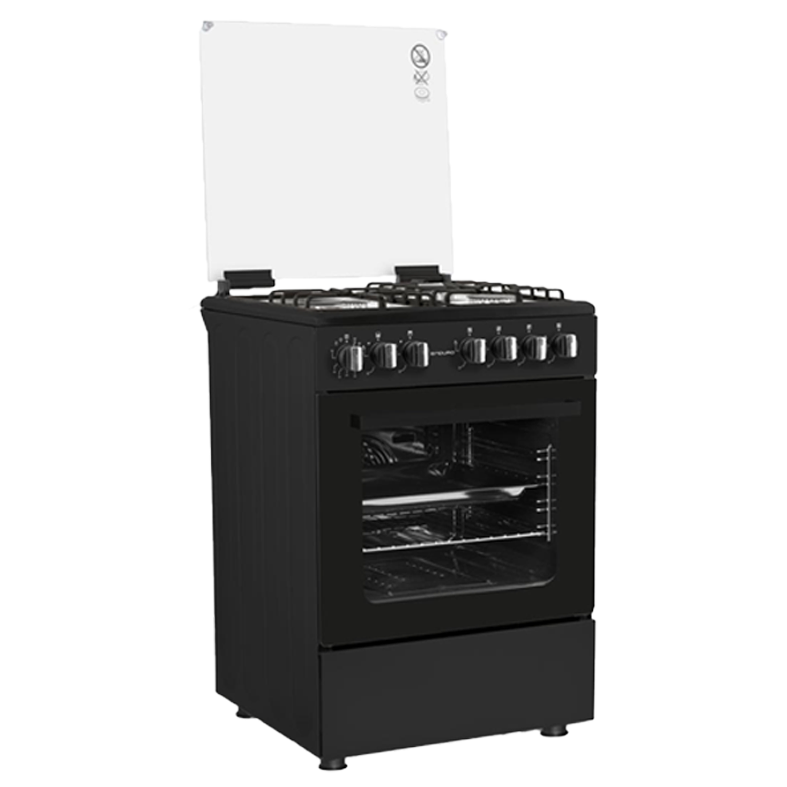 cuisiniere enduro 4feux 6x60 a gaz double boutton noir afs6040ggbit