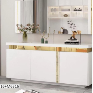 TABLE CONSOLE 180X40CM + MIRROIR 130X70CM BLANC G6316 + M6316