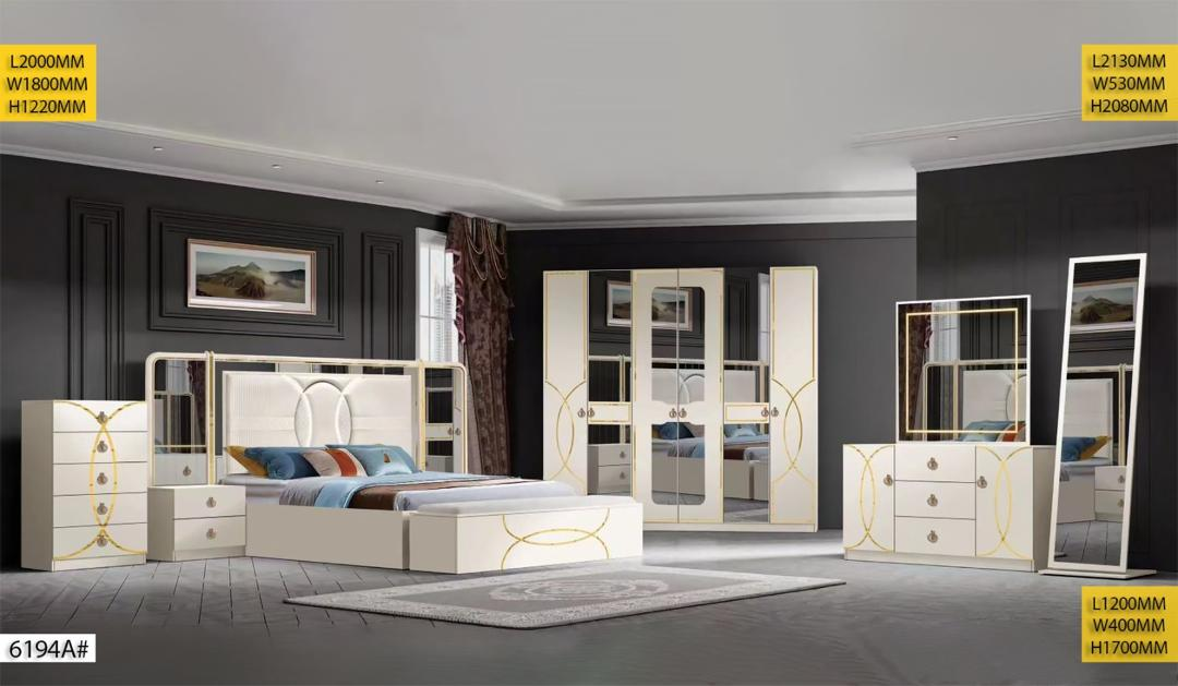 CHAMBRE A COUCHER ARMOIRE 6BATTANTS 6PIECES BEIGE 6194A chambre a coucher armoire 6battants 6pieces beige 6194a