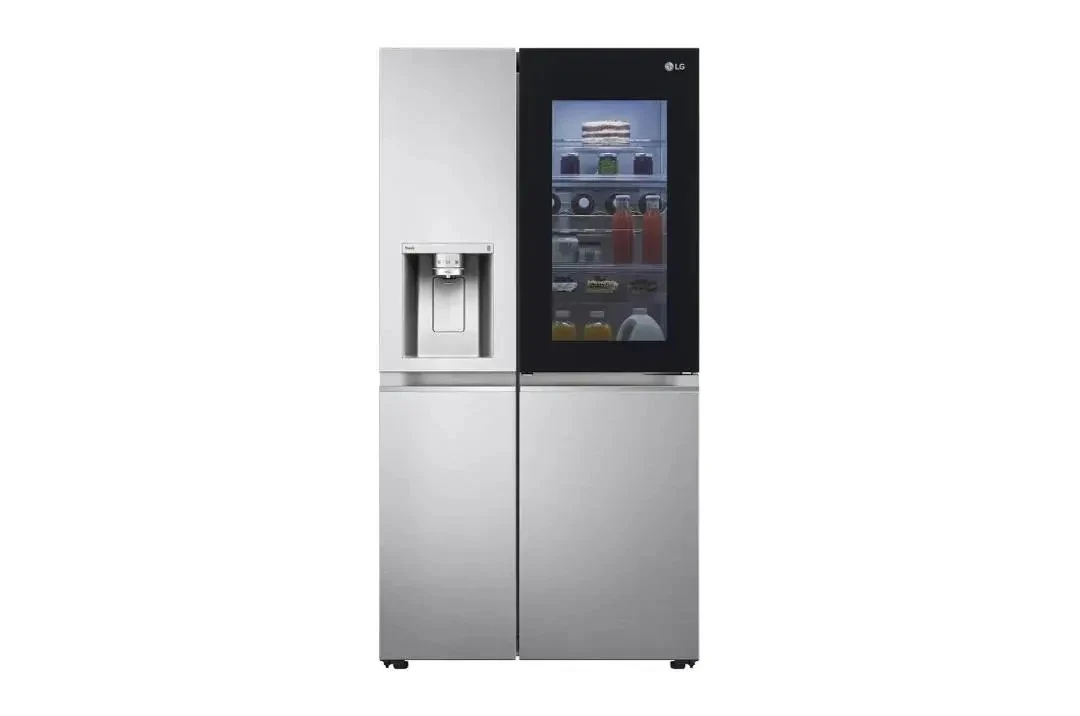 refrigerateur lg side by side knock knock avec fontaine gris gcx257cses