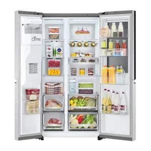 REFRIGERATEUR LG SIDE BY SIDE KNOCK KNOCK AVEC FONTAINE GRIS GCX257CSES