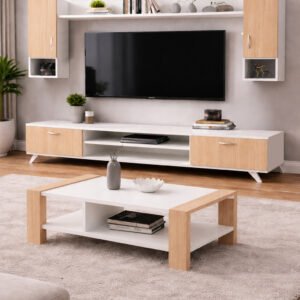 table-televiseur-marron-blanc-160x40cm-tv204table-basse-120x60-204