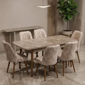 TABLE A MANGER 6CHAISES 80X170/80X130 BEIGE