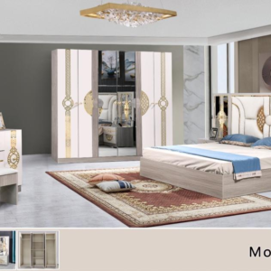 chambre-a-coucher-armoire-6battants-5pieces-beige-blanc-mc203h